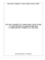 KẾT QUẢ NGHIÊN CỨU KHOA HỌC CÔNG NGHỆ VÀ MÔI TRƯỜNG GIAI ĐOẠN 2006-2010 VÀ ĐỊNH HƯỚNG NGHIÊN CỨU 2011-2015