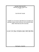 Nghiên cứu ứng dụng chế phẩm E.M làm đệm lót sinh học trong chăn nuôi gia cầm tại huyện Phú Bình, tỉnh Thái Nguyên năm 2014