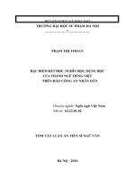 Đặc điểm kết học, nghĩa học, dụng học của thành ngữ tiếng Việt trên báo