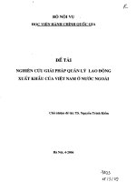 Nghiên cứu giải pháp quản lý lao động xuất khẩu của Việt Nam ở nước ngoài