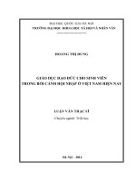 GIÁO DỤC ĐẠO ĐỨC CHO SINH VIÊN TRONG BỐI CẢNH HỘI NHẬP Ở VIỆT NAM HIỆN NAY