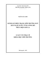 Đánh giá hiện trạng môi trường đất bán ngập nước vùng lòng hồ thủy điện sơn la