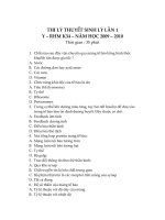 THI lý THUYẾT SINH lý lần 1  y – RHM k34 – năm học 2009 – 2010 