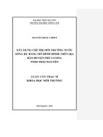 Xây dựng chỉ thị môi trường nước sông Đu bằng mô hình DPSIR trên địa bàn huyện Phú Lương tỉnh Thái Nguyên