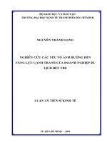 Nghiên cứu các yếu tố ảnh hưởng đến năng lực cạnh tranh của doanh nghiệp du lịch Bến Tre