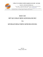 BÁO CÁO KẾT QUẢ HOẠT ĐỘNG KINH DOANH 2013 VÀ KẾ HOẠCH HOẠT ĐỘNG KINH DOANH 2014