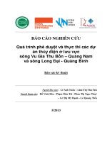 Quá trình phê duyệt và thực thi các dự án thủy điện ở lưu vực sông Vu Gia Thu Bồn – Quảng Nam và sông Long Đại - Quảng Bình