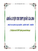 Tài liệu ôn thi THPT Quốc gia môn Hóa học 2016 cực hay (Phần 10: Kim loại kiềm – Kiềm thổ – Nhôm)