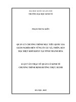 Quản lý chương trình mục tiêu quốc gia giảm nghèo bền vững ở các xã, thôn, bản đặc biệt khó khăn tại tỉnh thanh hóa
