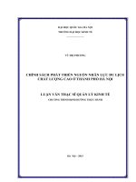 Chính sách phát triển nguồn nhân lực du lịch chất lượng cao ở thành phố hà nội