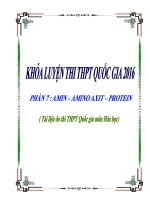 Tài liệu ôn thi THPT Quốc gia môn Hóa học 2016 cực hay (Phần 7: Amin – Amino axit – Protein)