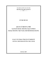 Quản lý dịch vụ thẻ tại ngân hàng TMCP ngoại thương việt nam, chi nhánh hải dương luận văn ths
