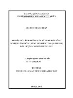 NGHIÊN CỨU ẢNH HƯỞNG CỦA SỬ DỤNG ĐẤT NÔNG NGHIỆP VÙNG ĐỒNG BẰNG VEN BIỂN TỈNH QUẢNG TRỊ ĐẾN LƯỢNG CACBON TRONG ĐẤT