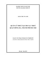 Quản lý thuế tại chi cục thuế quận đống đa, thành phố hà nội