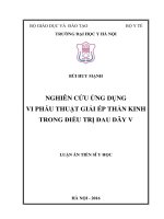 Nghiên cứu ứng dụng vi phẫu thuật giải ép thần kinh trong điều trị đau dây V (FULL TEXT)