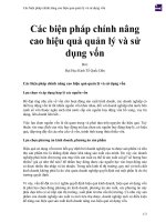 Các biện pháp chính nâng cao hiệu quả quản lý và sử dụng vốn
