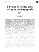 5 đề nghị về việc lựa chọn các dự án quan trọng quốc gia