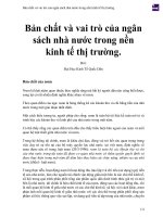 Bản chất và vai trò của ngân sách nhà nước trong nền kinh tế thị trường