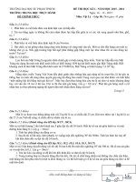 Đề và đáp án kiểm tra học kì 1 môn vật lý 10 năm 2016 trường THPT thực hành đh sư phạm 