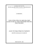 Tăng cường công tác kiểm tra thuế tại bàn ở chi cục thuế thành phố vĩnh yên