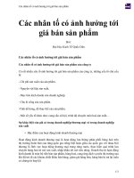 Các  nhân tố có ảnh hưởng tới giá bán sản phẩm