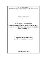 Quản trị rủi ro tín dụng tại ngân hàng nông nghiệp và phát triển nông thôn việt nam   chi nhánh tam đảo, tỉnh vĩnh phúc