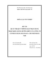 QUẢN TRỊ QUY TRÌNH GIAO NHẬN HÀNG  NHẬP KHẨU BẰNG ĐƯỜNG BIỂN CỦA CÔNG TY CỔ PHẦN HÀNG HẢI MACS CHI NHÁNH HÀ NỘI