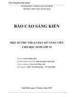 MỘT SỐ THỦ THUẬT DẠY KỸ NĂNG VIẾT CHO HỌC SINH LỚP 10