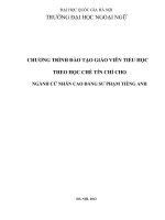 ĐÀO TẠO GIÁO VIÊN TIỂU HỌC THEO HỌC CHẾ TÍN CHỈ CHO NGÀNH CỬ NHÂN CAO ĐẲNG SƯ PHẠM TIẾNG ANH HÀ NỘI,