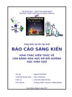 KHAI THÁC KIẾN THỨC VỀ CÂN BẰNG HÓA HỌC ĐỂ BỒI DƯỠNG HỌC SINH GIỎI