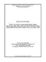 NÂNG CAO CHẤT LƯỢNG HOẠT ĐỘNG NHÓM TRONG DẠY HỌC BỘ MÔN LỊCH SỬ LỚP 9 Ở TRƯỜNG THCS THEO ĐỊNH HƯỚNG PHÁT TRIỂN NĂNG LỰC HỌC SINH