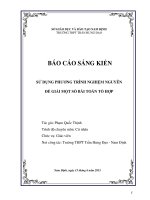 SỬ DỤNG PHƯƠNG TRÌNH NGHIỆM NGUYÊN ĐỂ GIẢI MỘT SỐ BÀI TOÁN TỔ HỢP