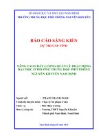 NÂNG CAO CHẤT LƯỢNG QUẢN LÝ HOẠT ĐỘNG DẠY HỌC Ở TRƯỜNG TRUNG HỌC PHỔ THÔNG NGUYỄN KHUYẾN NAM ĐỊNH