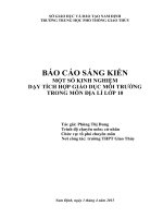 MỘT SỐ KINH NGHIỆM DẠY TÍCH HỢP GIÁO DỤC MÔI TRƯỜNGTRONG MÔN ĐỊA LÍ LỚP 10