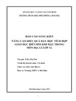 NÂNG CAO HIỆU QUẢ DẠY HỌC TÍCH HỢP GIÁO DỤC BIẾN ĐỔI KHÍ HẬU TRONG MÔN ĐỊA LÍ LỚP 1