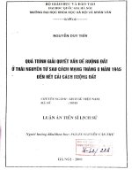 Quá trình giải quyết vấn đề ruộng đất ở thái nguyên từ sau cách mạng tháng tám năm 1945 đến hết cải cách ruộng đất 