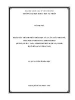 Khảo sát thành phần hóa học của cây xuân hoa đỏ, pseuderanthemum carruthersii (seem ) guill  var  atropurrureum (bull ) fosb , họ ô rô (acanthaceae) 