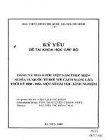 Đảng và nhà nước việt nam thực hiện nghĩa vụ quốc tế đối với cách mạng lào thời kỳ 1930 1954 một số bài học kinh nghiệm