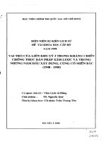 Vai trò của liên khu ủy 3 trong kháng chiến chống thực dân pháp xâm lược và trong những năm đầu xây dựng củng cố miền bắc