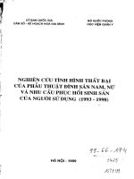 Nghiên cứu tình hình thất bại của phẫu thuật đình sản nam, nữ và nhu cầu phục hồi sinh sản của người sử dụng