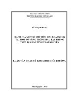 Đánh giá một số chỉ tiêu kim loại nặng tại một số vùng trồng rau tập trung trên địa bàn tỉnh Thái Nguyên