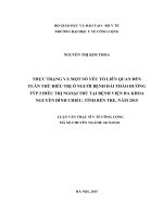 Thực trạng và một số yếu tố liên quan đến tuân thủ điều trị ở người bệnh đái tháo đường tuýp 2 điều trị ngoại trú tại bệnh viện đa khoa nguyễn đình chiều , tỉnh bến tre, năm 2015