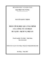 Phân tích hiệu quả tài chính của công ty cổ phần du lịch   dịch vụ hội an