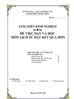 ĐỂ VIỆC DẠY VÀ HỌC MÔN LỊCH SỬ ĐẠT KẾT QUẢ HƠN