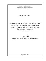 Đánh giá ảnh hưởng của nước thải khu công nghiệp sông công đến chất lượng nước suối văn dương tỉnh thái nguyên 