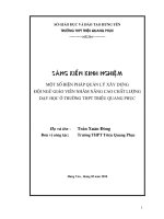 MỘT SỐ BIỆN PHÁP QUẢN LÍ XÂY DỰNG ĐỘI NGŨ GIÁO VIÊN NHẰM NÂNG CAO CHẤT LƯỢNG DẬY HỌC Ở TRƯỜNG THPT TTRIEEUJ QUANG PHỤC