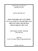 Phân tích hiệu quả tài chính của các công ty ngành thủy sản niêm yết trên thị trường chứng khoán việt nam