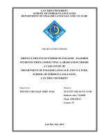 difficulties encountered by english - majored students when conducting a graduation thesis a case study of department of english language and culture, school of foreign languages, can tho university