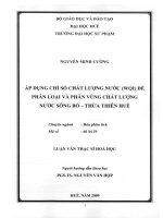 Áp dụng chỉ số chất lượng nước và áp dụng để phân loại nước sông Bồ