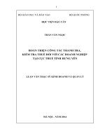 Hoàn thiện công tác thanh tra, kiểm tra thuế đối với các doanh nghiệp tại Cục thuế tỉnh Hưng Yên